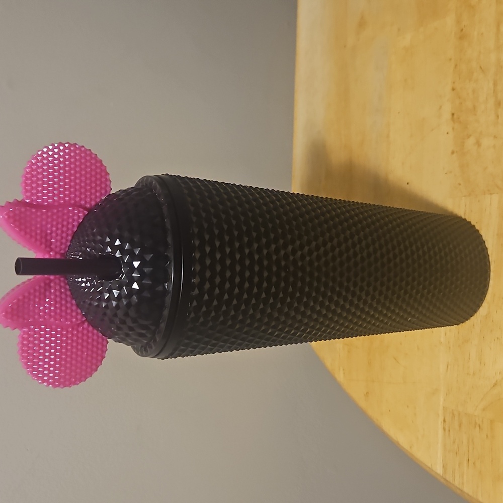 Black  & Pink Textured Minnie Mouse Tumbler
